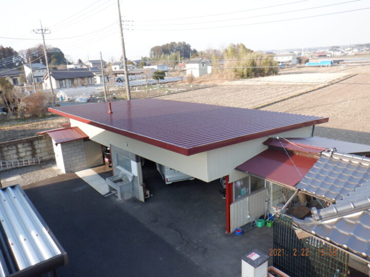 【さくら市】　Y様車庫　屋根・外壁塗装